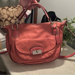 Coach Kristin Coral Pink Convertible Leather Crossbody Shoulder Bag 19295